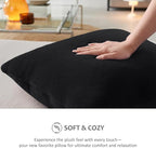 Pallene Faux Fur Plush Throw Pillow Covers 22x22 Set of 2, Luxury Soft Fluffy Cozy Decorative Pillow Covers for Sofa, Couch, Living Room, Black