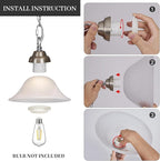 Vintage Plug in Pendant Light,Hanging Lights with Plug in Cord,16.4Ft Cord & 14.7Ft Chain Dimmable Brushed Nickel Hanging Light Fixture,Hanging Lamp with On/Off Switch for Kitchen,Bedroom,Living Room