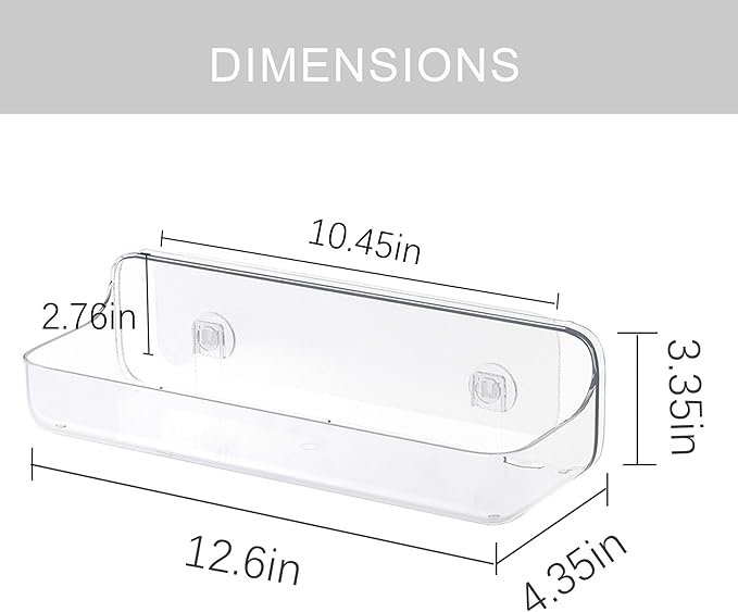 TZAMLI Shower Caddy Bathroom Shelves, No Drilling Self Adhesive Shelf Plastic Clear Shower Organizer, Wall Mounted Rack Inside Shelves for Bathroom Kitchen Storage