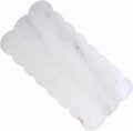 Natural Marble Tray, 12 x 6 inches Serving Board, Bathroom Organizers and Storage, Scallop Stone Present for Home Kitchen Vanity Countertop Decor (Marble, White)