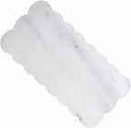 Natural Marble Tray, 12 x 6 inches Serving Board, Bathroom Organizers and Storage, Scallop Stone Present for Home Kitchen Vanity Countertop Decor (Marble, White)