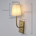 Farmhouse Brass Wall Sconce 1-Light, Linen Fabric Shade Wall Lamp Hardwired Indoor Wall Light for Bedroom Living Room Vanity Bathroom (Linen Cloth 2-Pack)