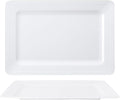 Melamine Large Serving Platter Set for Party Supplies,16"x11" Platters for Serving Food, 2pcs White reusable Serving Tray for Cookie, Fruit, Snack,Party Food Display,Stackable Kitchen CounterTop Tray