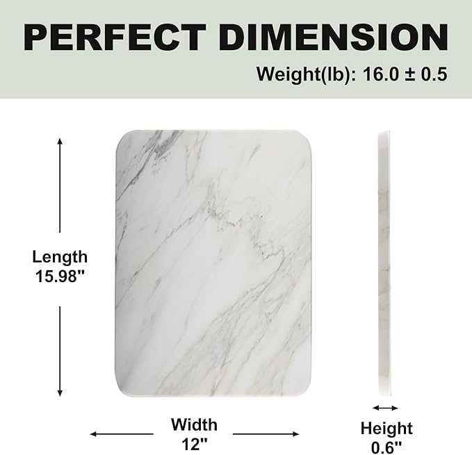 Koville Italian Natural Marble Cutting Board for Kitchen, 16x12inch Large Hand Crafted Marble Slab for Cheese, Charcuterie, Pastry Board - Wedding Gift, House Warming Gift