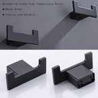 RANDOM Black Double Towel Hook SUS304 Stainless Steel Towel Hooks for Bathroom Wall Mounted Coat Hooks Heavy Duty Wall Hook Square Hand Towel Holder Matte Black Robe Hook.96009-8MB-2