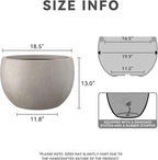 Kante 19.9" Dia Round Concrete Planter, Outdoor/Indoor Large Bowl Plant Pots with Drainage Hole and Rubber Plug for Garden Patio Balcony Home, Weathered Concrete