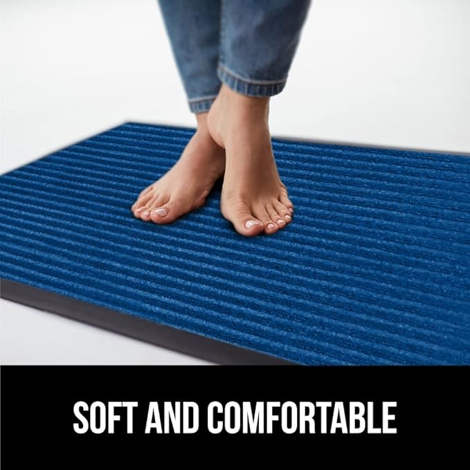 GORILLA GRIP Traffic Guard Door Mat, Heavy Duty Welcome Mats, Commercial Office Space Doormat, Waterproof, Fade Resistant, Strong Rubber Backing, Low Profile, Shoe and Boot Scraper, 29x17, Blue