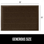 GORILLA GRIP Dirt Grabber Mesh Doormat, Low-Profile, Stain and Fade Resistant Heavy Duty Quick Dry Striped Doormats, Mats for Indoor or Outdoor Entry, Shoe Scraper, Garage Entrance Mat, 35x23, Brown