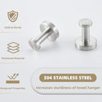 APLusee Brushed Nickel Bathroom Towel Hooks, 304 Stainless Steel Coat Hook 2 Pack, Heavy Duty Towel Hanger for Bathroom, Wall Mounted