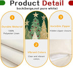 RABUSOFA Christmas Tree Pillow Covers 18x18 Inch,Watercolor Xmas Winter Decor Gold Stars Cushion Case Decoration for Home Sofa Couch Holiday (Green, 18" x 18" (Pack of 1))