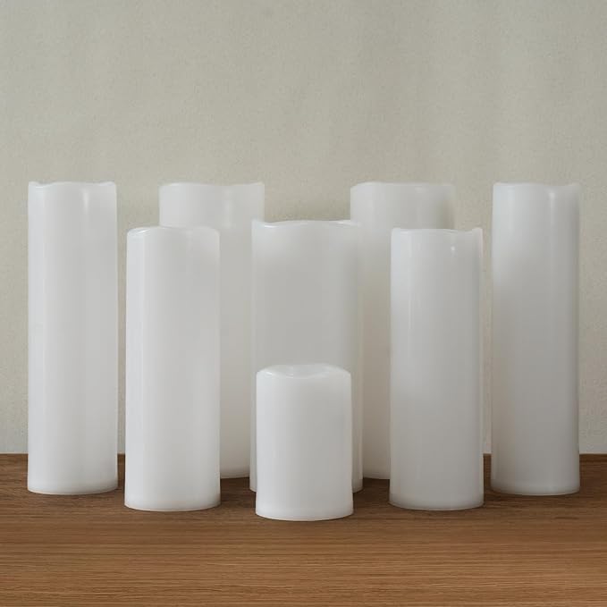 4" x 12" White Large Waterproof Outdoor Flameless Candles Battery Operated LED Flickering Pillar Candles with Remote and Timer for Indoor Outdoor Lanterns, Long Lasting, Set of 2