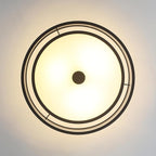 BUXVRCS Semi Flush Mount Ceiling Light Fixture, Modern Light Fixtures Ceiling Mount with Fabric Shade, 3-Light Double Drum Lighting Fixtures Close to Ceiling Light for Bedroom (Black)