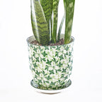 CHIVE ‘Liberte’ Ceramic Succulent Pots — 4.25” Cute Vintage Farmhouse Style Planters for Indoor Plants — Beautiful Home & Kitchen Decor — Green Leaves