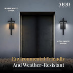 MOD LIGHTING Terri | Modern Outdoor Wall Lights LED 10W, Exterior Wall Sconce Lights, Stainless Steel Outdoor Light Fixture, Waterproof IP65, 1 Pack (Black | Cool White 6000K | Large 17")