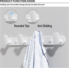 Coat Rack Wall Mount White, 4 Hooks Rack Metal Coat Hanger Wall for Hanging Hat Purse and Robes, Towel Hook for Bathrooms and Entryway (1 Pack)