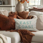 Coastal Throw Pillow Cover 12x20, Green Preppy East Coast Coquette Decor for Girls Room College Sofa Couch, Trendy Retro Dorm - Green