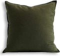 Jeanerlor Solid Cotton Linen Decoration Toss Throw Pillow Sham Cushion Case Special Pillow Cover Delicate Decorative Pillowcase for Bed/Chair/Couch, 18"x18"(45 x 45cm), Olive Green