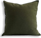 Jeanerlor Solid Cotton Linen Decoration Toss Throw Pillow Sham Cushion Case Special Pillow Cover Delicate Decorative Pillowcase for Bed/Chair/Couch, 18"x18"(45 x 45cm), Olive Green