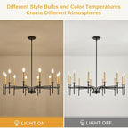 12 Light Modern Farmhouse Black and Gold Chandeliers for Dining Room Light Fixture, Metal Candle Chandelier Lighting Fixtures for Living Room Stair Foyer Entryway Bedroom Kitchen