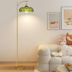Gold Floor Lamps for Living Room Glass Vintage Floor Lamp with Remote Control,Dimmable Mid Century Modern Standing Lamp with 3 Color Temperature Tall Flower Lamp Brass Floor lamp for Bedroom Corner