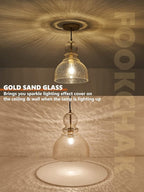 Gold Pendant Lights Kitchen Island, Large Gold Sand Glass Pendant Lighting Over Table 10inch Modern Brass Ceiling Island Light for Kitchen Sink Hallway Entrance