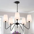 Chandeliers for Dining Room, Modern Pendant Light Fixture Over Table with White Shade Classic Ceiling Hanging Lighting for Living Room Hallway Bedroom, 5-Arm, 30" Dia, Height Adjustable