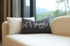 Sunkifover Let's Snuggle Decorative Lumbar Pillow Cover - 12x20 Inch Dark Grey Cotton Embroidery Throw Pillowcase for Bed, Bedroom, Living Room, Home Decor