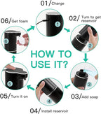 LAOPAO Automatic Foaming Hand Soap Dispenser Touchless Foam Soap Dispenser Rechargeable Bathroom Countertop Soap Pump for Kids Xmas Gift 300ml-BLACK
