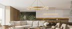 60 Inch Gold Wagon Wheel Chandelier with Crystal Shade, 60 Lights, Modern Farmhouse Style, Ideal for Dining Room, Kitchen, Entryways