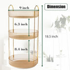 Rotating Makeup Organizer Countertop 3 Tier Lazy Susan Trays Clear Skincare Perfume Storage for Bathroom Counter Vanity, Amber Gold