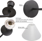 PERMO Vintage Wall Sconce Black Classic Bathroom Sconces wiht 11" Tapered White Textile Shade Wall Sconce Hardwired Indoor Wall Mount Lights for Living Room Bedroom Hallway Entryway