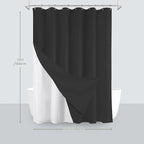 Inhousolu Boho Farmhouse Shower Curtain with Fabric Liner Set, Faux Linen Textured, 14 Metal Hooks Luxury Weighted Hem, Washable Wrinkle Free Bath Curtain for Hotel Bathroom 72" W x 72" L Black