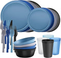 20 Piece Stackable Dinnerware Set for Small Kitchens, Modern Minimalist Plates & Flat Bottom Bowls (Pasta/Salad), Unbreakable & Microwave Safe, Modern