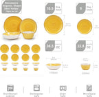 Highland 16-Piece Dinnerware Set Service for 4, Organic Shape Stoneware Plates and Bowls Set, Scratch Resistant, Microwave and Dishwasher Safe, Speckled Effect Handcrafted, Swirl Yellow