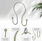 AmazerBath Shower Curtain Hooks Sage Green Shower Curtain Rings, Simple Double Hook Shower Curtain Hooks Rust Proof, Smooth Sturdy Metal Shower Hooks for Shower Curtain Rod, 12 Pcs Shower Rod Hooks