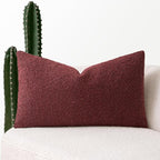 MIULEE Textured Boucle Throw Pillow Cover Christmas Burgundy Red Accent Solid Lumbar Pillow Case Decorative Soft Pack of 1 Couch Cushion Chair Sofa Bedroom Livingroom Home Decor,12x20 Inch