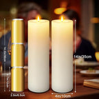 14" x 4" Large Outdoor Candles, Waterproof Flickering LED Flameless Candles with Timer, Battery Operated Candles with Remote Control Realistic Fake Pillar for Patio Porch Lanterns, White 2 Pack