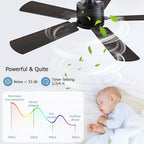 Ceiling Fans with Lights, 42 Inch Low Profile Ceiling Fan with App/Remote Control, DC Reversible Motor, Dimmable LED Ceiling Fans for Bedroom,Indoor/Outdoor Patio Use（Brown）