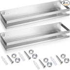 Lallisa 2 Pieces Stainless Steel Shelf Bathroom Shower Floating Shelves Wall Mounted Shower Caddy Basket Shelf Storage Organizer Shelves for Bathroom, Kitchen, Living Room (Silver,15.75 Inch/ 40 cm)