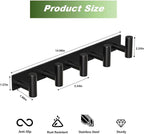 Wall Mounted Coat Rack-5 Hooks, Heavy Duty Stainless Steel Hook Rail for Towel Coat Hat Purse Bag Jacket, Towel Hooks for Entryway Bathroom Kitchen (Black 5 Hooks - 1 Pack)