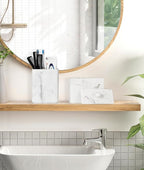 Luxspire Toothbrush Holders, 3 Slots Toothpaste & Toothbrush Holder for Bathroom, Resin Toothbrush Stand, Electric Toothbrush Holder with Drain Hole, Bathroom Organizer Countertop, Gravel White