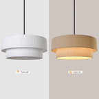 LamQee Modern Large Drum Chandelier, 2-Tire 23.6inch Ceiling Hanging Light Fixture 5-Light Black Semi Flush Mount Pendant Light for Dining Room Living Room Bedroom Kitchen Island