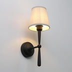 Yosoan Linen Shade Bedside Vanity Wall Sconce Set of 2, Vintage Industrial Hardwired Boho Indoor Wall Mounted with Funnel Textile for Bedroom Stairwell Hallway Bathroom(Black)