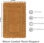 Savi Home Cotton Crochet Bathmat with Antiskid 21x34 Mustard, 100% Pure Cotton, Super Soft Bath Mat, Plush & Absorbent, Hand Tufted Heavy Weight Construction, Full Reversible Step Out Rugs
