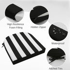 idee-home Outdoor Chair Cushions Set of 4, Thick 17" x 17" x 3" Outdoor Seat Cushions Patio Furniture Waterproof with Ties, Dining Pads