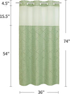 Boho Sage Woven Fabric Shower Curtain 36 x 74 Modern Farmhouse, No Hooks Tufted Chevron Striped Shabby Chic Textured, Minimalist Cloth Curtain for Bathroom, Hotel Decor