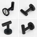 NearMoon Bath Towel Hooks- SUS 304 Stainless Steel Robe Hook Holder, Heavy Duty Coat Hook for Bathroom Livingroom Hotel Kitchen Garage, Wall Mounted (Matte Black, 8 Pack)