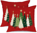 AACORS Christmas Pillow Covers 18X18 Set of 2,Watercolor Christmas Tree Stars Decoration Holiday Farmhouse Winter Pillow Case for Sofa Couch Decor（Red） AA231-18-2