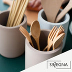 Selegna Instant Dry Utensil Holder for Kitchen Countertop, Diatomite Stone Utensil Caddy, Diatomaceous Earth Kitchen Utensil Organizer | Quick Drying Water Absorbing Pottery for Sink organization
