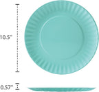 TP 6-Piece Melamine Plates Set, 10.5-Inch Reusable Dinner Plates for Picnic, Party, BBQ & Camping, Dishwasher Safe Lightweight Tableware, Teal